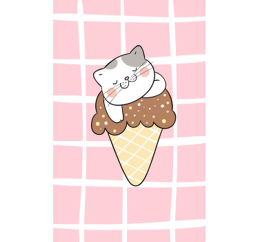 Lovely cat eating an ice cream Childrens blind - TenStickers