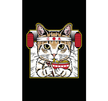 Härlig katt som äter nudlar barnens rullgardin - Tenstickers