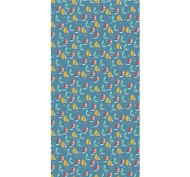 Mönster med segelbåtar barn rullgardin - Tenstickers