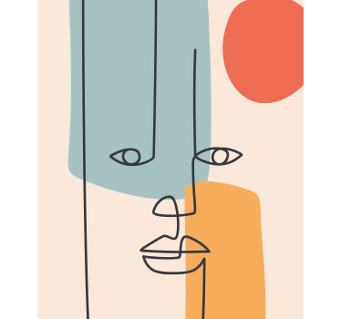 Tenda a rullo soggiorno viso disegnato artistico - TenStickers