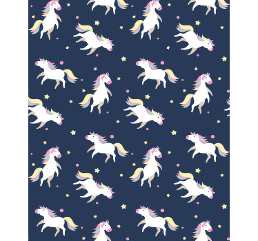Magical unicorns running children room roller blind - TenStickers