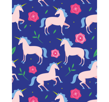 Unicorns and flowers children room roller blind - TenStickers