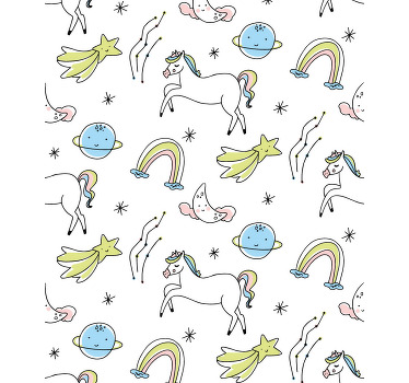 Store enrouleur chambre enfant licornes blanches et étoiles - TenStickers