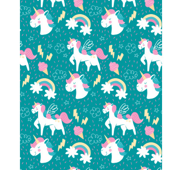 Blue unicorn pattern children room roller blind - TenStickers