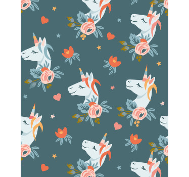 Blue charming unicorns children room roller blind - TenStickers