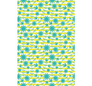 Estore de rolo flores e plantas padrão de listras brilhantes - TenStickers