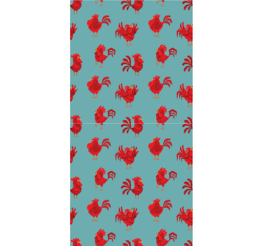 Estor animales Patrón de dibujos animados de gallo rojo - TenVinilo