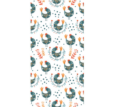 Blue feathery chicken animal roller blind - TenStickers