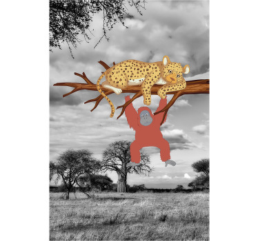 Rolo zavjese životinje leopard i orangutan - TenStickers