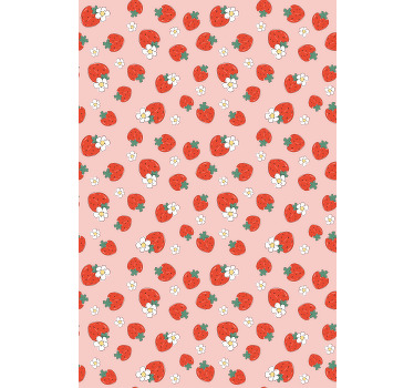 Rollo Fenster Obst erdbeermuster mit blumen - TenStickers