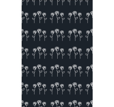 Svart og hvitt rosemønster rullegardin blomster - Tenstickers