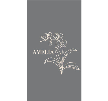 Cortina roller flores elegante diseño gris con nombre. - TenVinilo