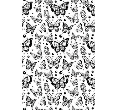 Vlající černá a bílá Motýlí roleta - TenStickers