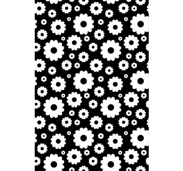 Store enrouleur fleur motif de fleurs noir et blanc - TenStickers