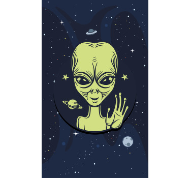 Cute alien waving original roller blind - TenStickers