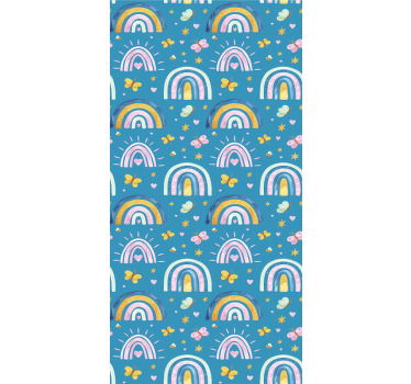 Färgglada handritade regnbågar barn rullgardin - Tenstickers