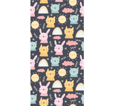 Pastell djur och regnbågar barn rullgardin - Tenstickers