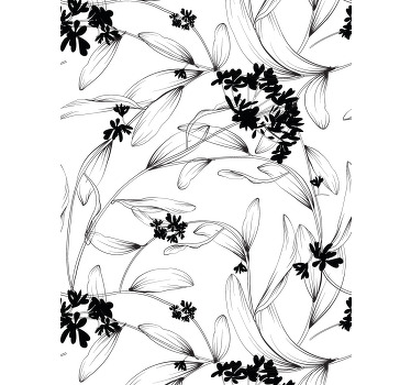 Crno lišće uzorak cvijeće i biljka Rolo zavjese - TenStickers