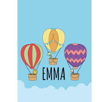 Balloon adventure with name children room roller blind - TenStickers
