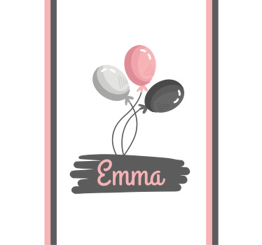 Balloons with name children room roller blind - TenStickers