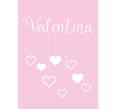 Estor enrollable juvenil corazones colgantes con nombre - TenVinilo