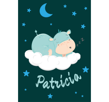 Store enrouleur chambre bébé rêve d'hippopotame avec nom - TenStickers