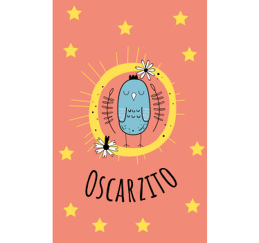 Blue bird with name children room roller blind - TenStickers