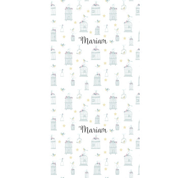 Store enrouleur chambre bébé cages à oiseaux avec nom - TenStickers