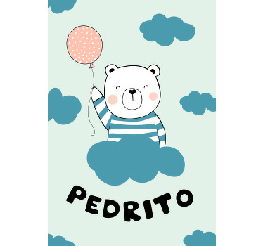 Store enrouleur chambre bébé ours avec ballon et nom - TenStickers