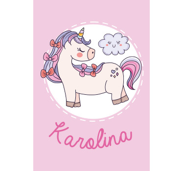 Stores personalisables Licorne rose avec nom - TenStickers