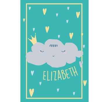 Crowned grey cloud with name nursery roller blind - TenStickers