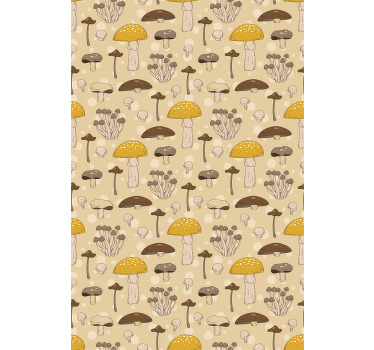 Gul och brun svamp köksgardin - Tenstickers