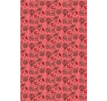 Vintage punainen sieni kuvio keittiö rullaverhot - Tenstickers