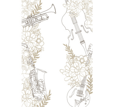 Hudební nástroj v obývacím pokoji květinyroleta - TenStickers