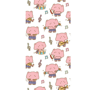 Elefantmusiker mønster rullegardin barn - Tenstickers