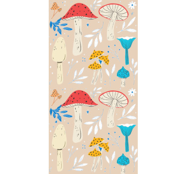 经典蘑菇米色花卉和植物卷簾 - TenStickers