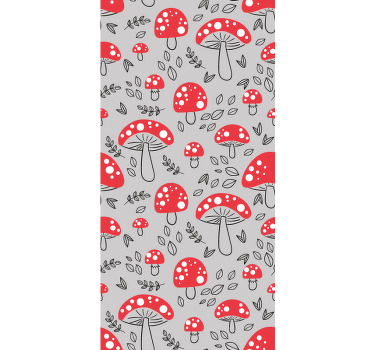 Gri ve kırmızı mantar çiçekleri ve bitki Stor perdeler - TenStickers