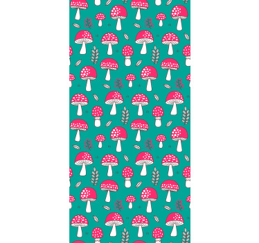 Klassisk svamp på turkos växt rullgardin - Tenstickers