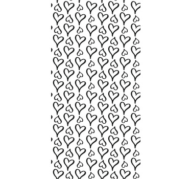 Svart illustrerad hjärta ikoner romantisk rullgardin - Tenstickers