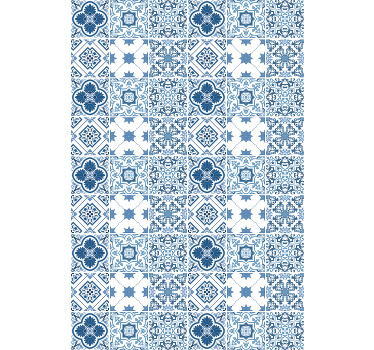Monimutkaiset siniset kuviot kylpyhuoneen rullaverho - Tenstickers