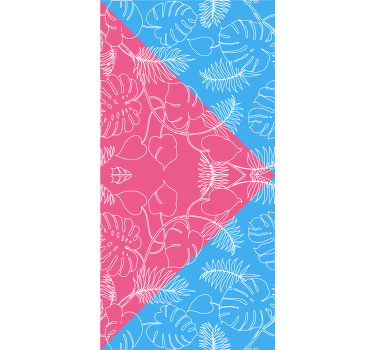 Rosa e azul bloqueia a cortina da sala. Desenho diagonal rosa e azul com folhas brancas em um padrão. Mude o visual. Imediatismo