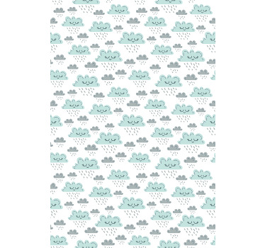 Mavi yağmurlu desen bulutlar stor perde - TenStickers