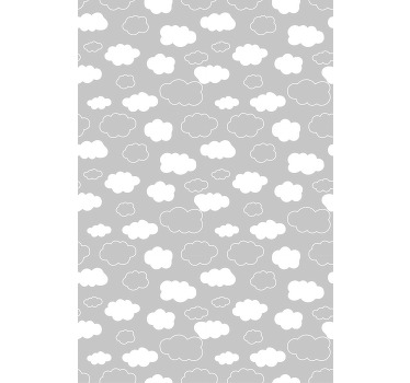 Tüylü gri desen bulutlar stor perde - TenStickers