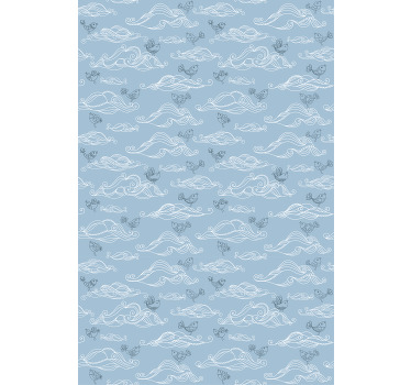 Abstrakt målning himmel med fåglar moln rullgardin - Tenstickers