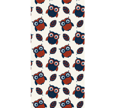 Pολό στόρι με ζώα κουκουβάγιες και φύλλα κινουμένων σχεδίων - TenStickers