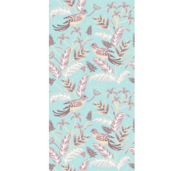 Modrá a růžová flóra více květů a rostlinroleta - TenStickers