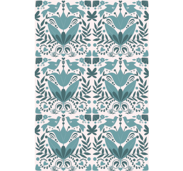 Rollo Fenster Blumen und Pflanzen muster mit vögeln - TenStickers