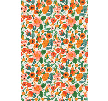 Röd och orange folkstil mönster blomma rullgardin - Tenstickers