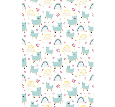 Rolo zavjese životinje slatke ljame i duge - TenStickers