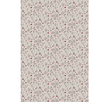 Enkelt rødt mønster af blomster og planteRullegardiner - TenStickers